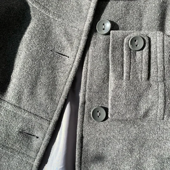 Kenneth Cole Wool Classy Button Down Dress Pea Coat Single Breasted Gray 12 - Picture 10 of 16